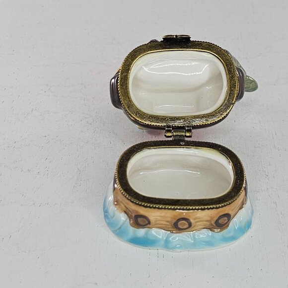 Vintage Noahs Ark Animal Trinket Box Ceramic Keepsake Lion Elephant Giraffe Bird - Picture 6 of 8